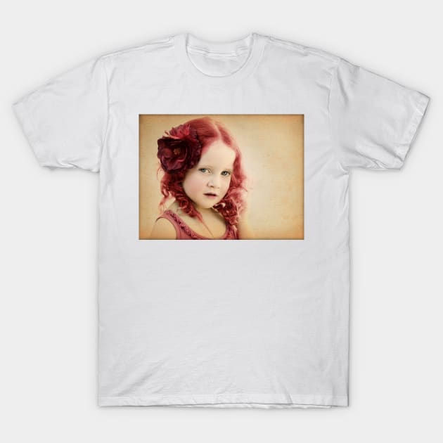 Mila as a Vintage Rose T-Shirt by micklyn